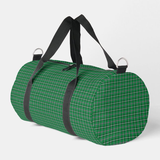 Green Black Plaid Classic Pattern Duffle Bag (Left Corner)