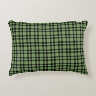Green Black Plaid Pattern Accent Pillow