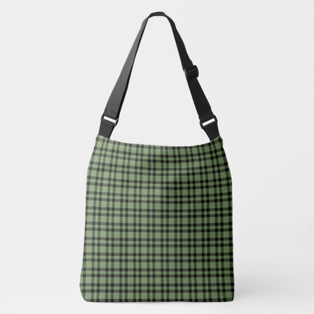 Green Black Plaid Pattern Crossbody Bag (Front)