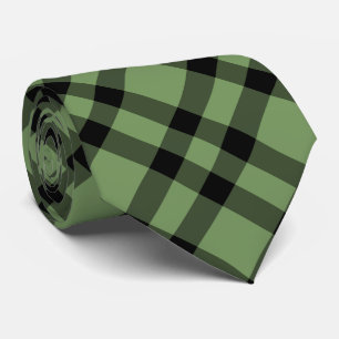 Green Black Plaid Pattern Tie
