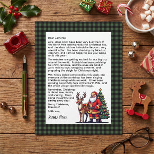 Green & Black Plaid Personalized Letter From Santa