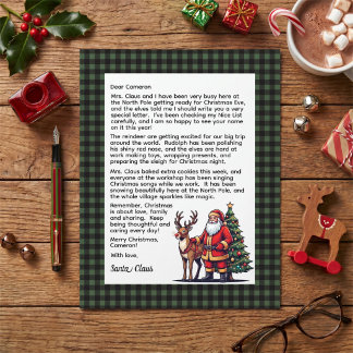 Green & Black Plaid Personalized Letter From Santa