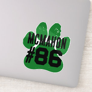 Green & Black Player Number Pawprint