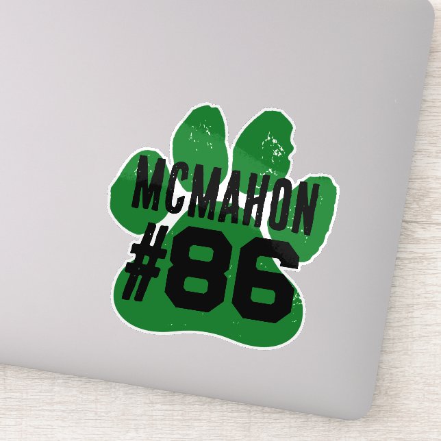 Green & Black Player Number Pawprint (Detail)