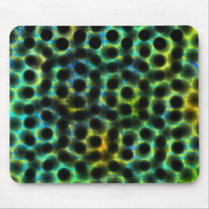 Green, black polka dots generating shapes, shadow mouse pad
