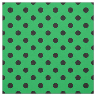 Green Black Polka Dots Textile Fabric