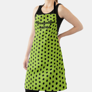 Green Black Polkadot Halloween Colours Apron
