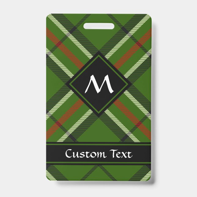 Green, Black, Red and White Tartan Badge (Front)