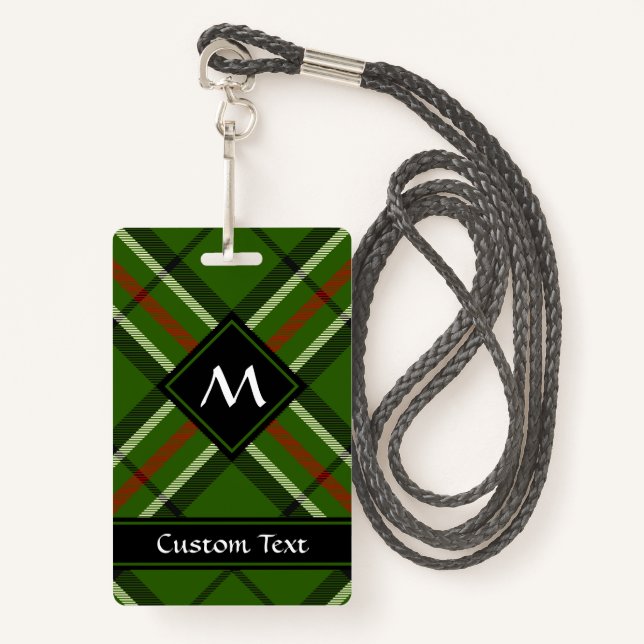 Green, Black, Red and White Tartan Badge (Front with Lanyard)