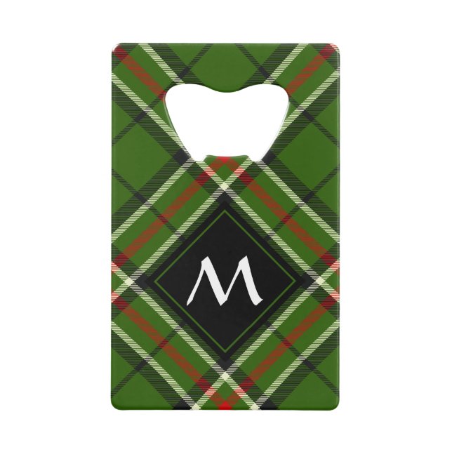 Green, Black, Red and White Tartan Credit Card Bottle Opener (Front)