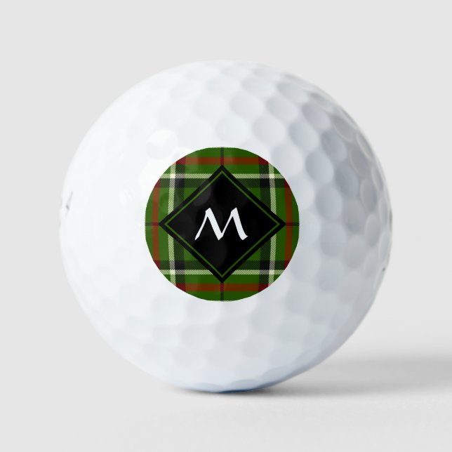 Green, Black, Red and White Tartan Golf Balls (Front)
