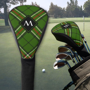 Green, Black, Red and White Tartan Golf Head Cover
