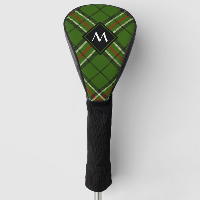 Green, Black, Red and White Tartan Golf Head Cover (Front)