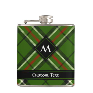 Green, Black, Red and White Tartan Hip Flask