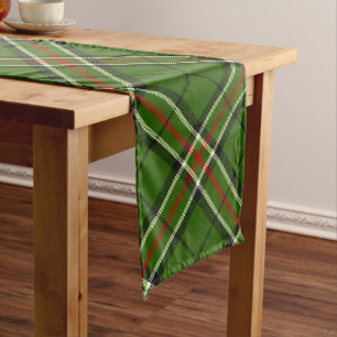 Green, Black, Red and White Tartan Long Table Runner