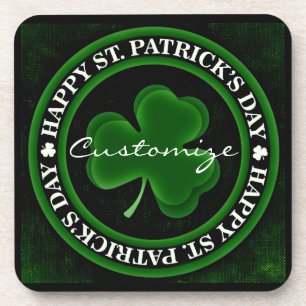 green/black Shamrock St Patrick's Day Irish Pride Coaster