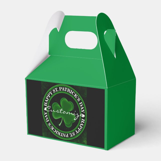 green/black Shamrock St Patrick's Day Irish Pride Favor Box (Front Side)