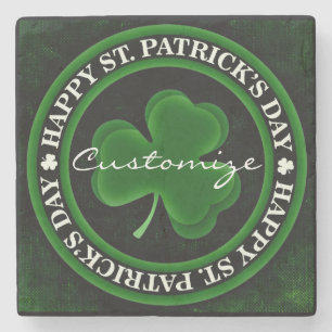 green/black Shamrock St Patrick's Day Irish Pride Stone Coaster