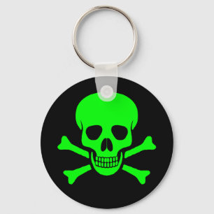 Green & Black Skull & Crossbones Keychain