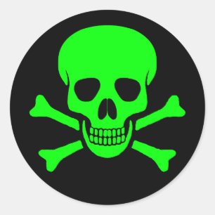 Green & Black Skull & Crossbones Sticker