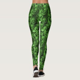 Green & Black Skulls Leggings