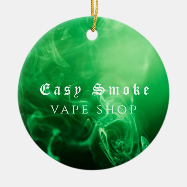 Green Black Smoke Vape Shop  Ceramic Ornament (Front)