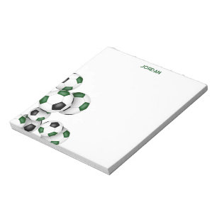 green black soccer balls accent custom name notepad