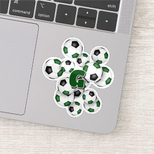green black soccer balls sticker with monogram