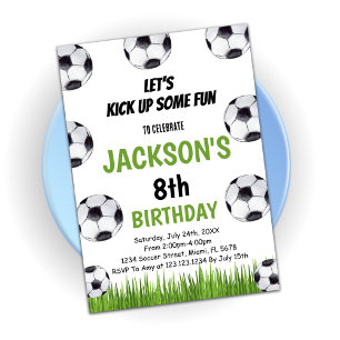 Green & Black Soccer Birthday Invitation