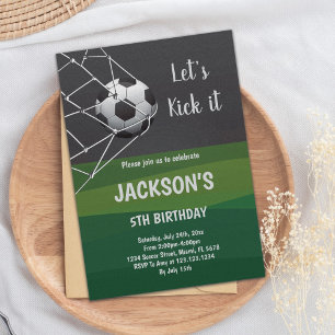 Green & Black Soccer Birthday Invitation