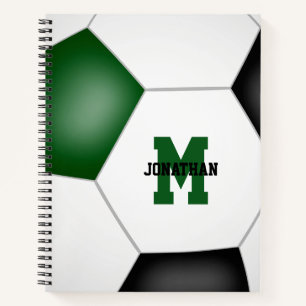 green black soccer team colours boys girls custom notebook