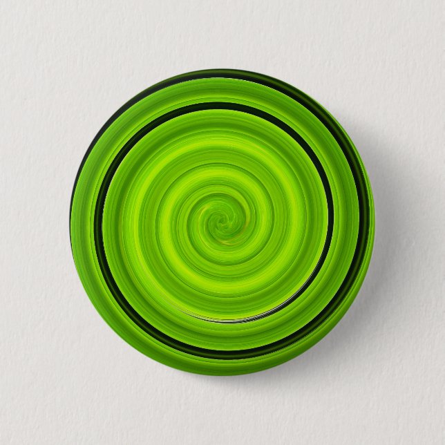 Green-black spiral pattern 2 inch round button (Front)