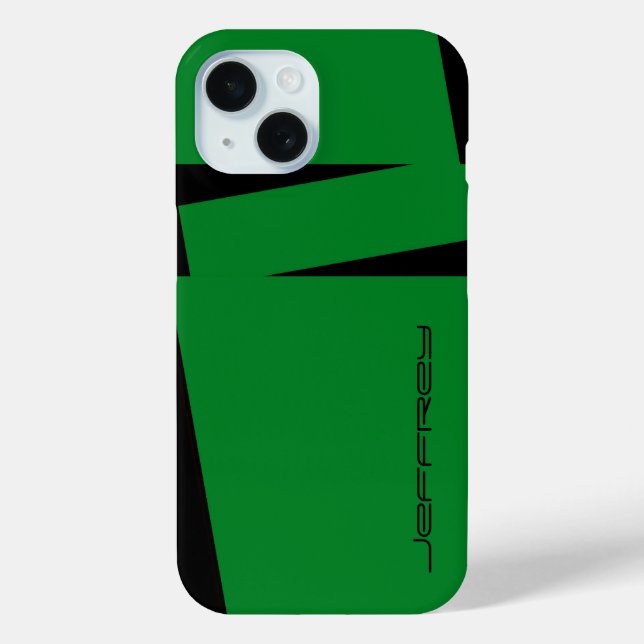 Green & Black Stripe on Stripe Minimalist, Name,  Case-Mate iPhone Case (Back)