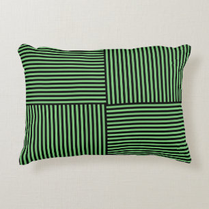 Green Black Stripes Pattern Accent Pillow