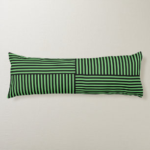 Green Black Stripes Pattern Body Pillow