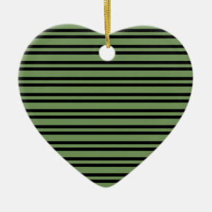 Green Black Stripes Pattern Ceramic Ornament