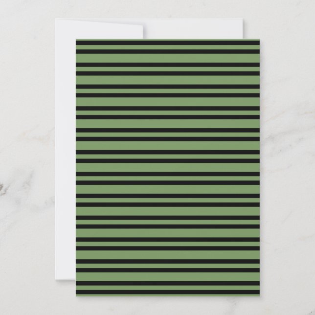 Green Black Stripes Pattern Invitation (Front)
