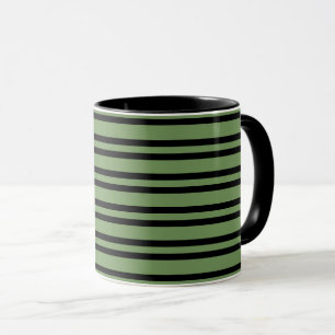Green Black Stripes Pattern Mug