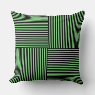 Green Black Stripes Pattern Throw Pillow