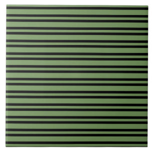 Green Black Stripes Pattern Tile