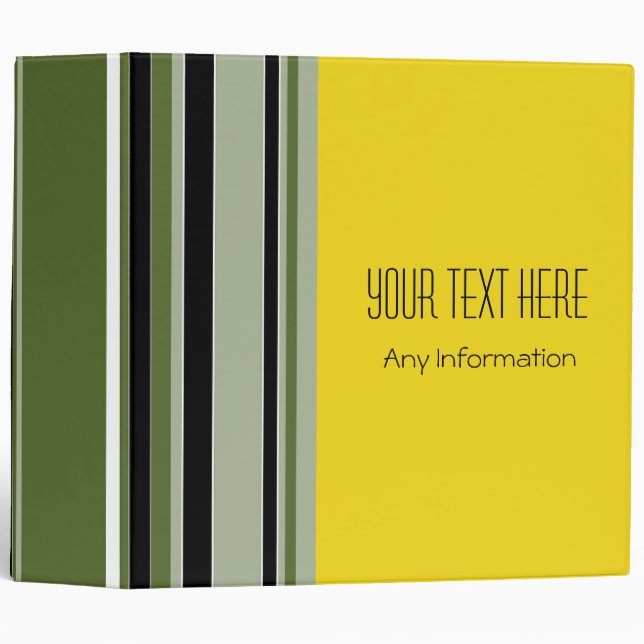 Green Black Stripes. Plain Colour Background Binder (Front/Spine)