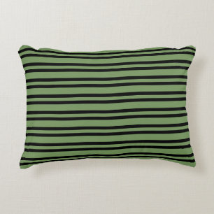 Green Black Stripes Seamless Pattern Accent Pillow