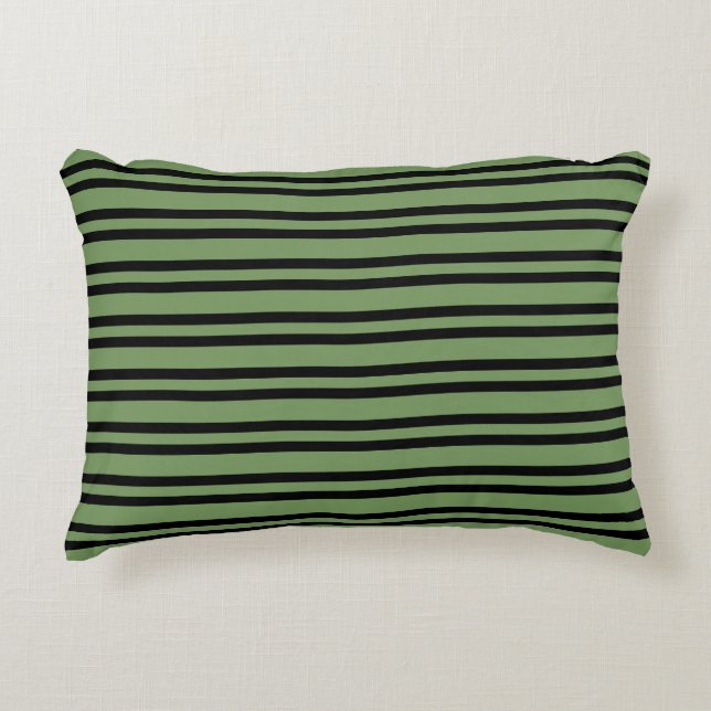 Green Black Stripes Seamless Pattern Accent Pillow (Front)