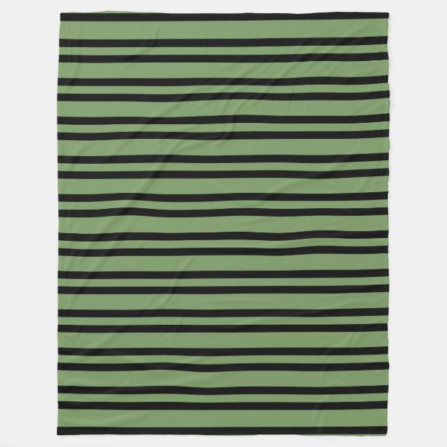 Green Black Stripes Seamless Pattern Fleece Blanket (Front)