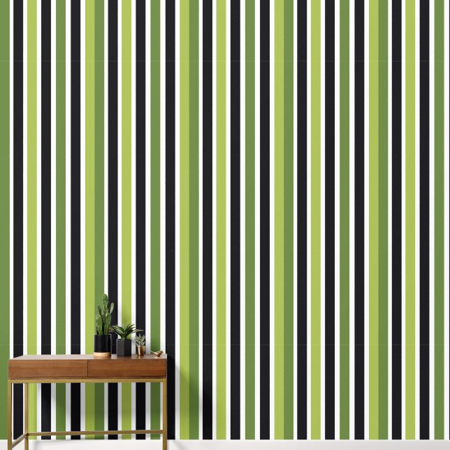 Green Black Stripes Wallpaper (Hallway)