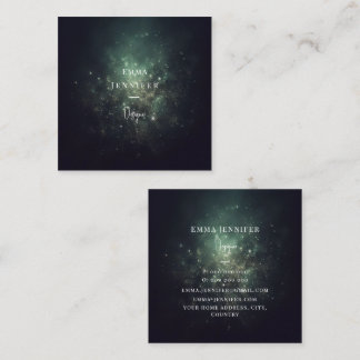 Green Black Subtle gentle glitter background Square Business Card