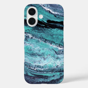 Green Black Swirl iPhone 16 Case