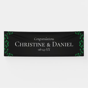Green & Black Swirl Gothic Wedding Banner