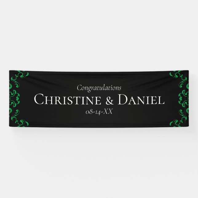Green & Black Swirl Gothic Wedding Banner (Horizontal)