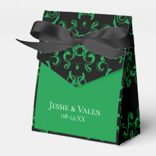 Green Black Swirl Wedding Favor Box